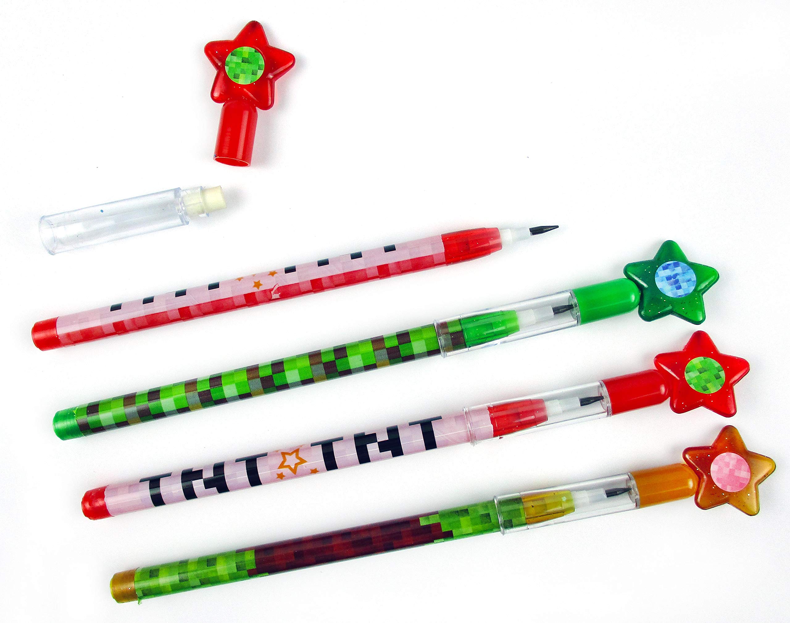 TINYMILLS Pixel Miner pencils feature a stackable design for tidy desks.
