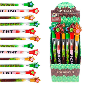 TINYMILLS Pixel Miner pencils with star topper offer ideal classroom rewards.