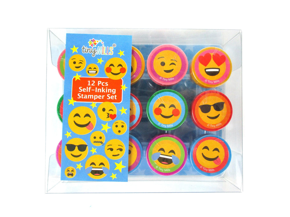 TINYMILLS self-inking emoji stamps ideal for home and classroom activities.