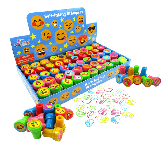 TINYMILLS self-inking emoticon stamps for mess-free crafts and instant impressions.