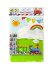 TINYMILLS Train coloring book set sized 9 by 7 inches for easy handling.