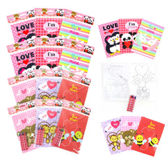 TINYMILLS Valentine coloring set with 12 books and 48 crayons for classroom activities