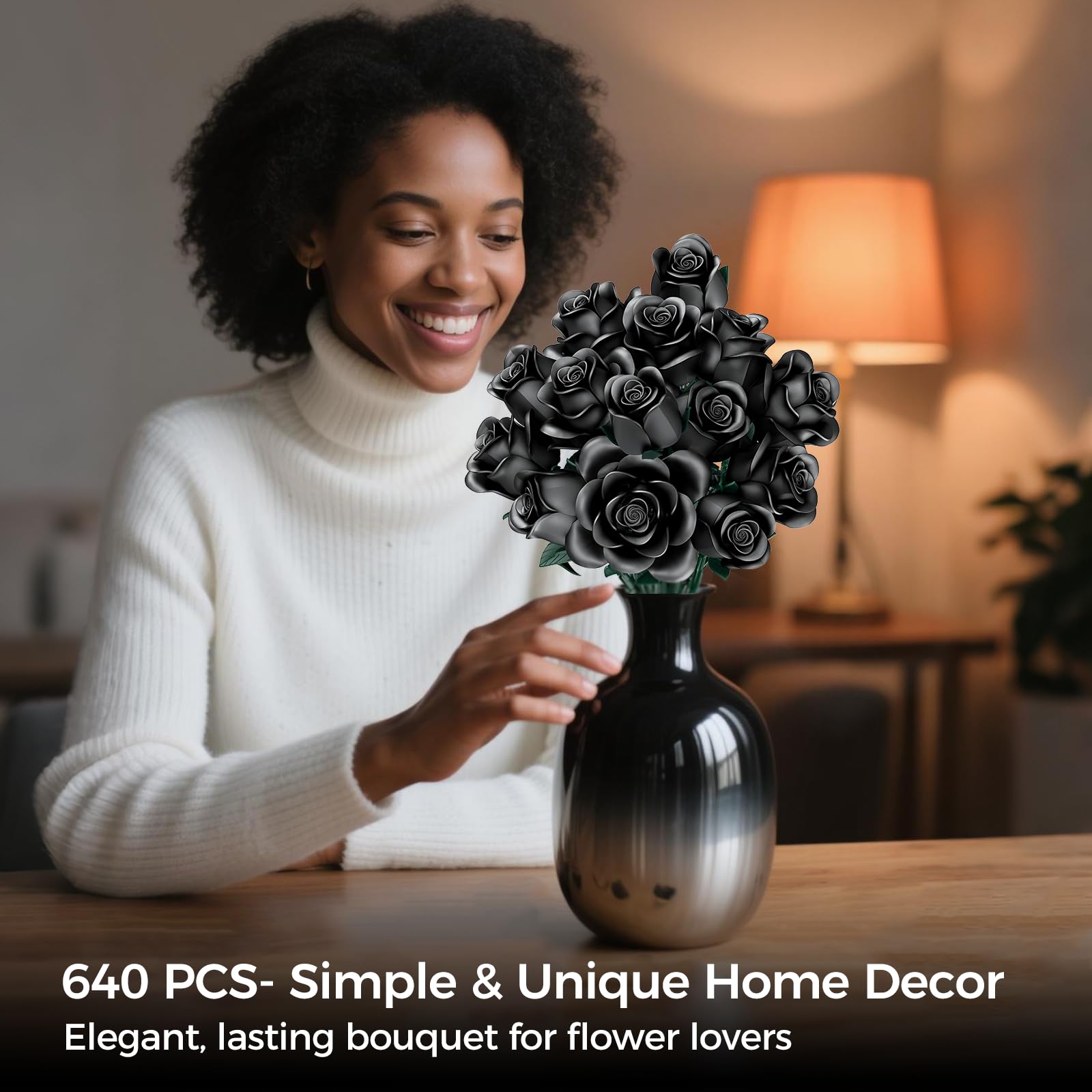 tinytrek Black Rose Bouquet matte finish highlights modern, sophisticated decor.