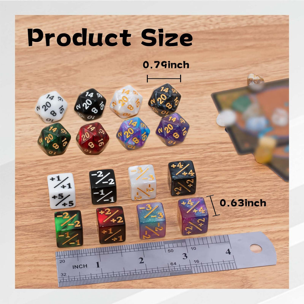 Tinzum D20 dice for MTG and TCG games with smooth rolls.