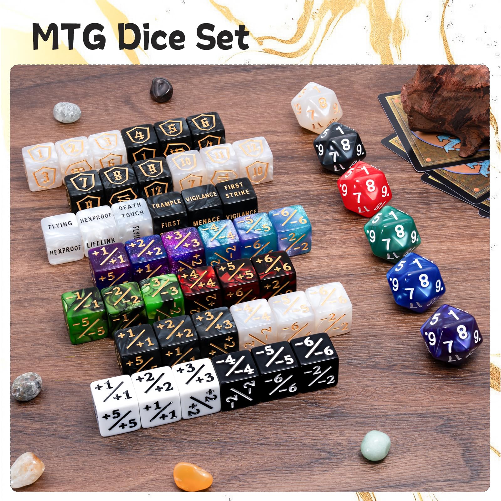 Tinzum 12-color MTG dice enhance readability and style