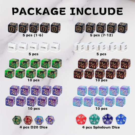 Tinzum MTG keyword dice designed for clear, quick-reference triggers during matches.