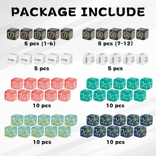 Tinzum MTG life-counter dice close-up showing plus-one tracking for players.