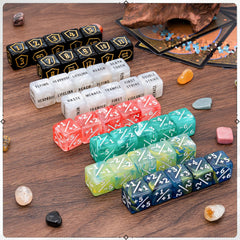 Tinzum MTG shield dice close-up suitable for marking defenses.