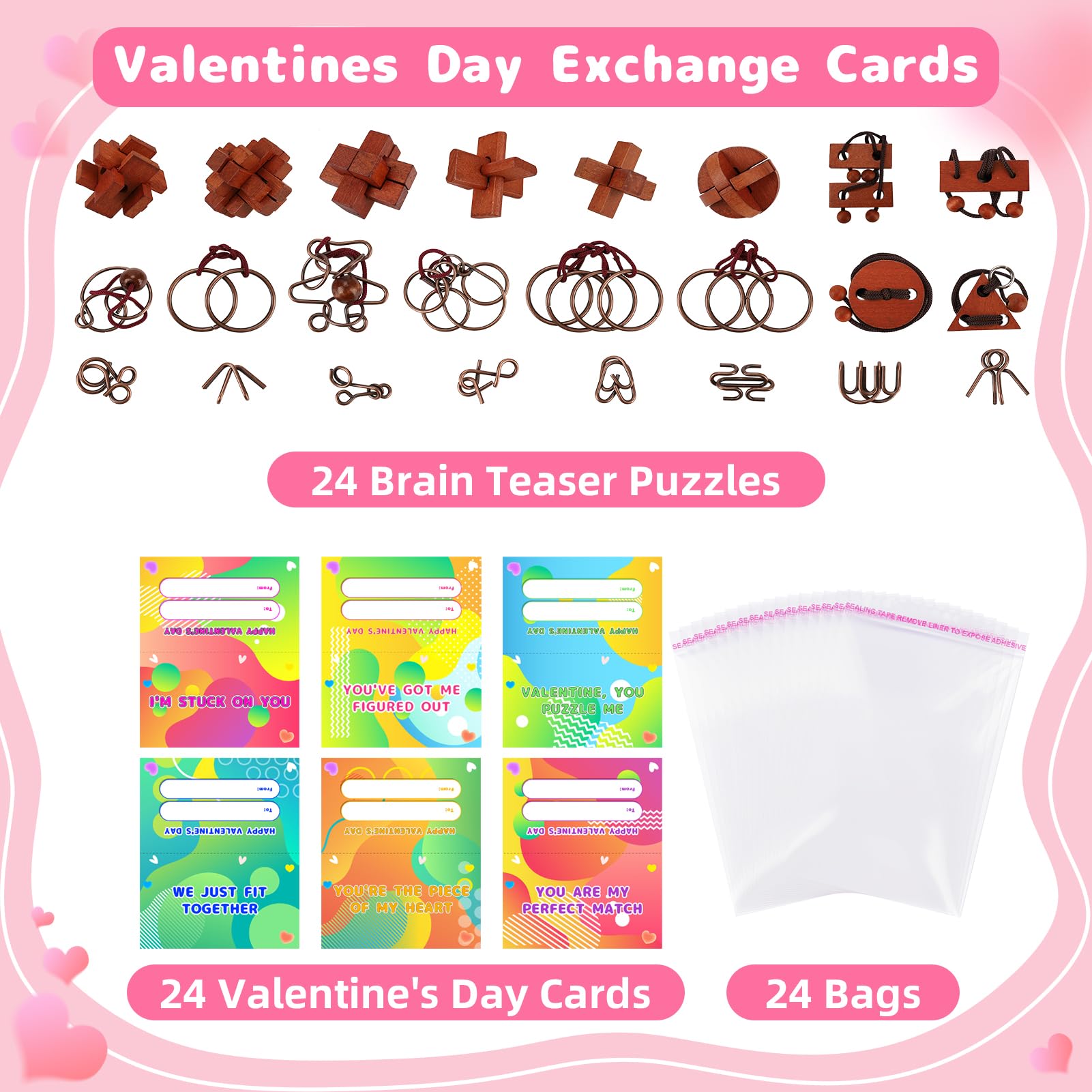 Tiocky Valentines cards image features kid-friendly cards paired with puzzles for sharing.