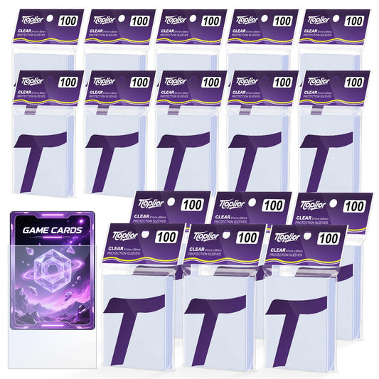TiopLior 1600-count sleeves for 66x91mm cards protect a stack with clear visibility.