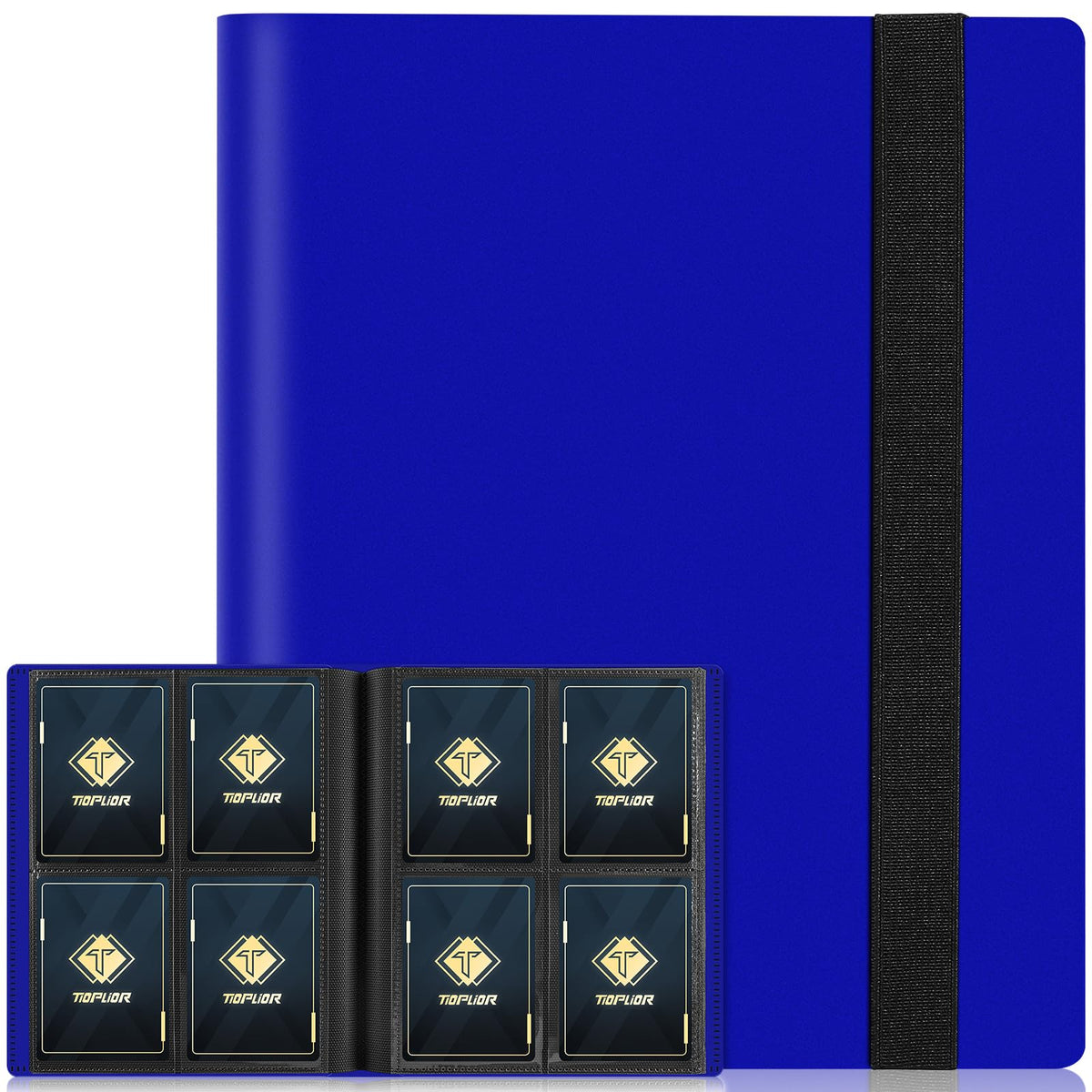 TiopLior 4-pocket binder navy blue cover protects cards on the go.