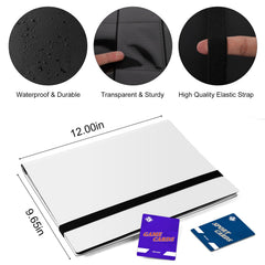 TiopLior binder elastic strap secures cards during transport.