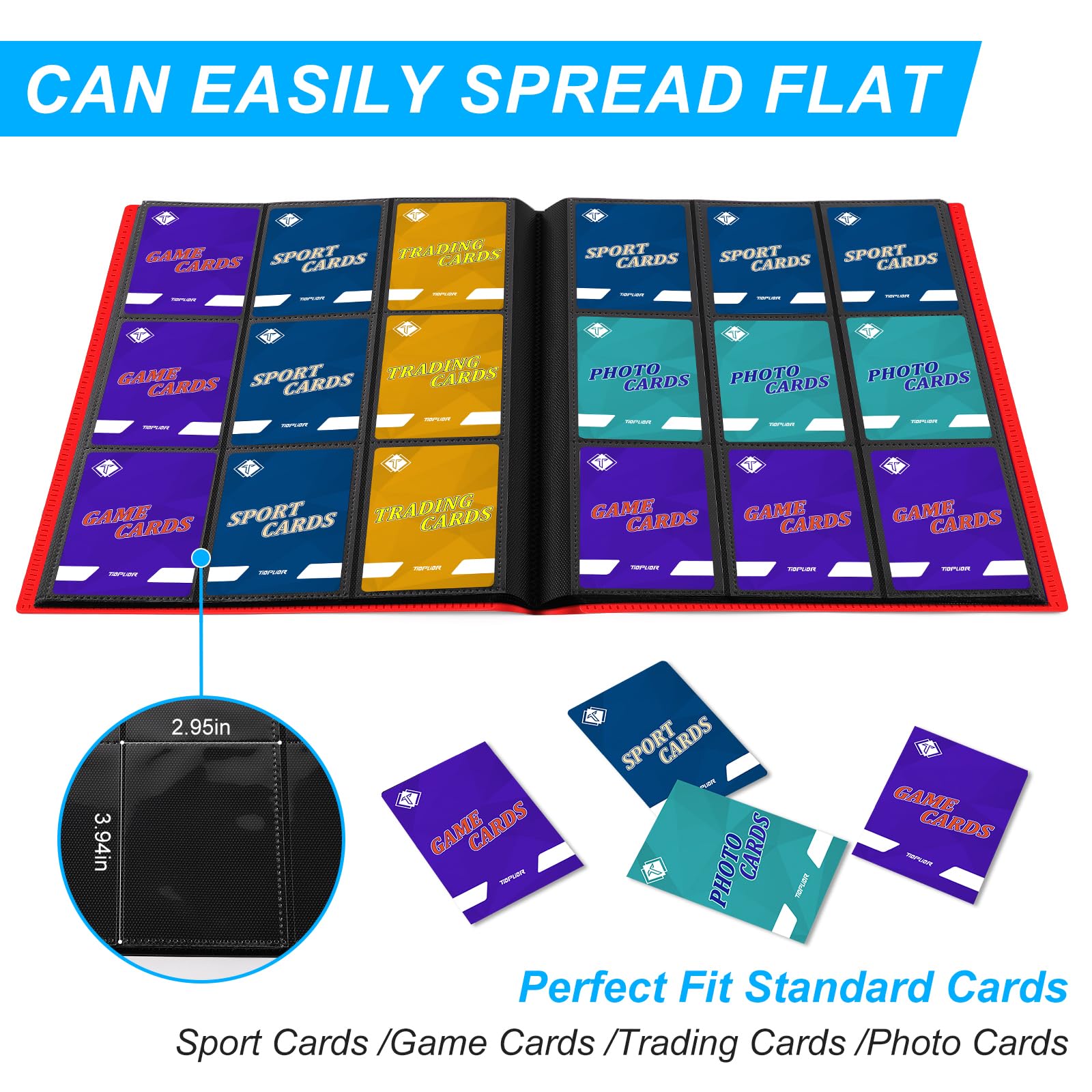 TiopLior standard card-size fit accommodates most trading cards.
