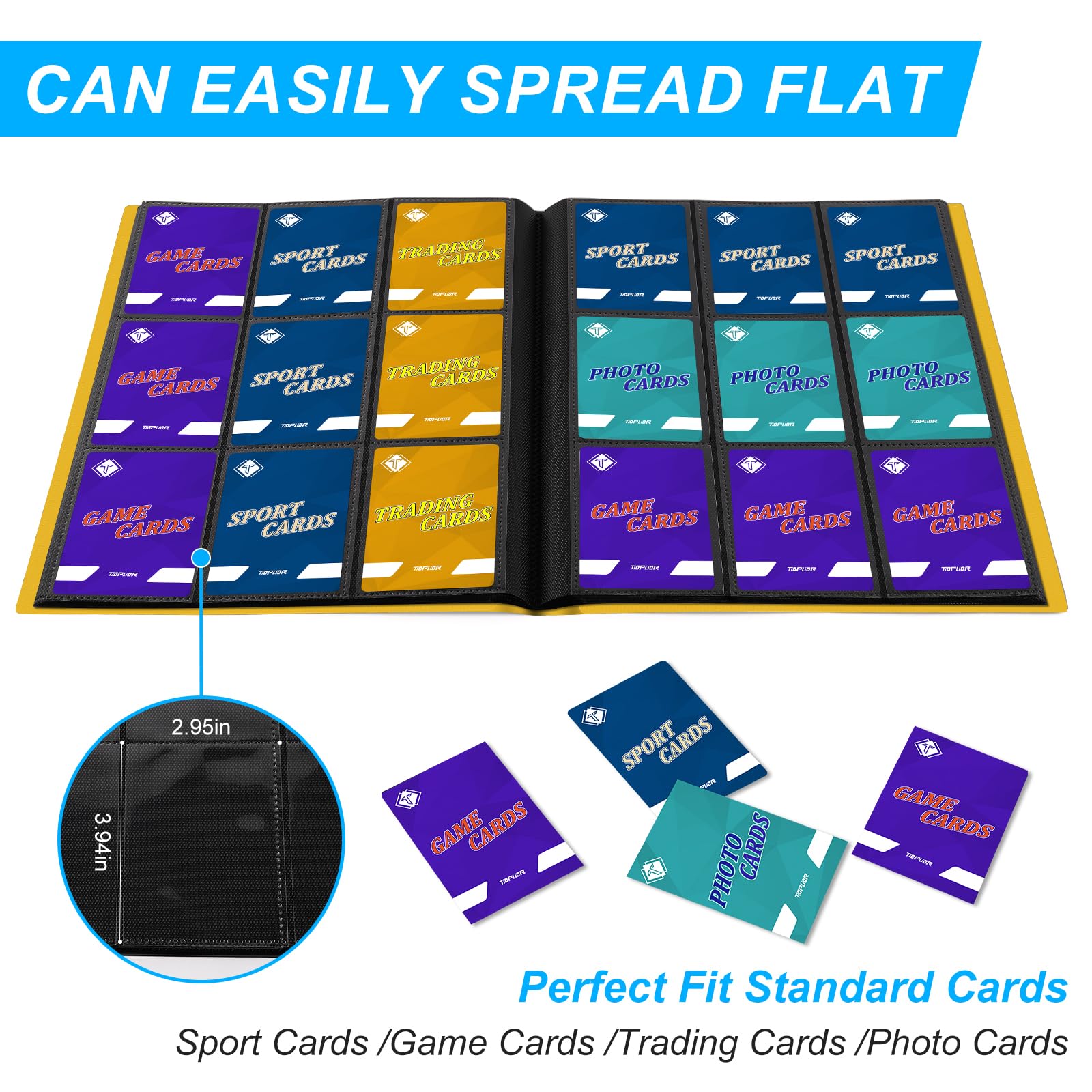 TiopLior binder pocket layout supports safe card storage.