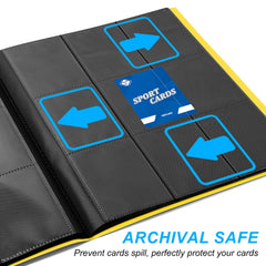 TiopLior binder side-loading pockets keep cards securely in place.