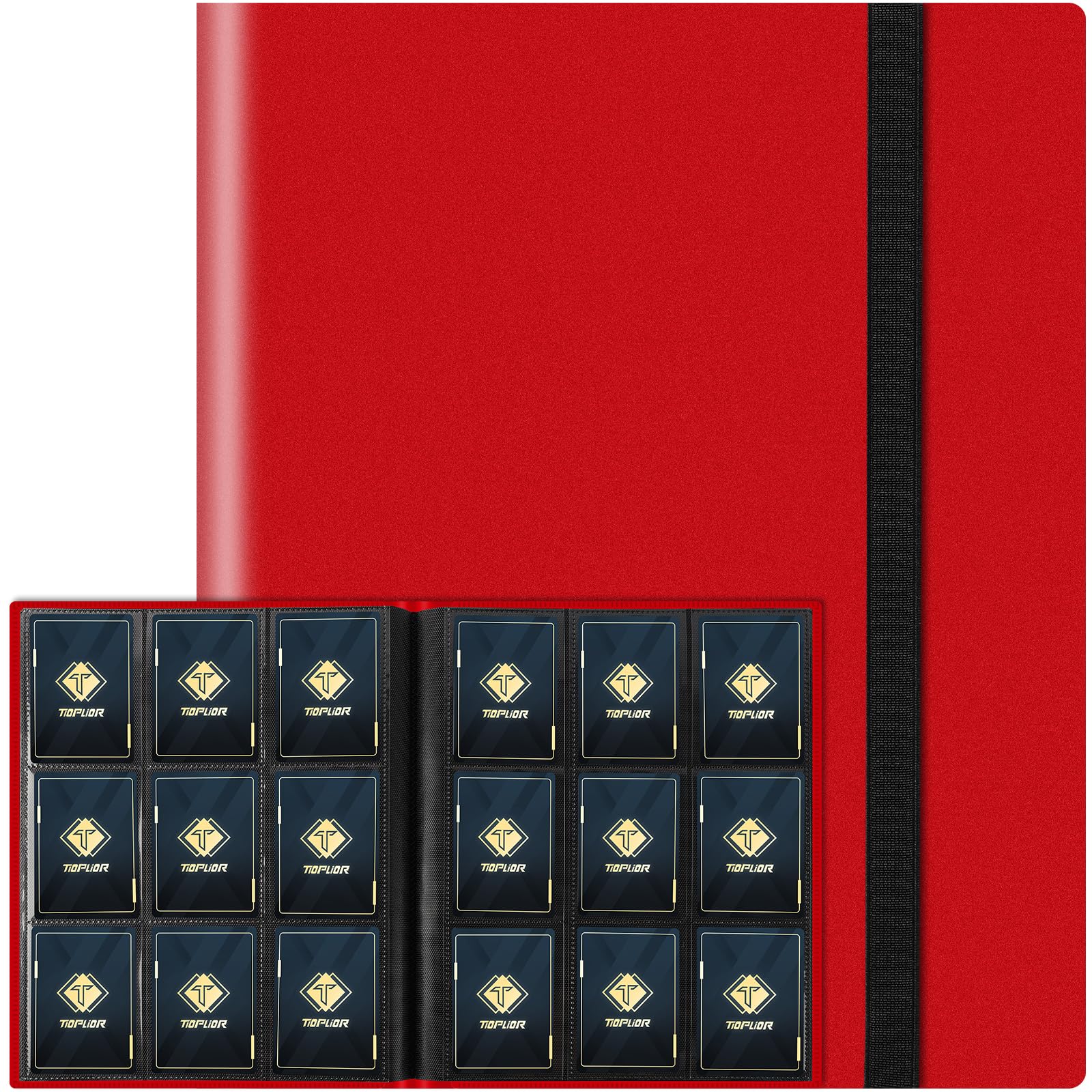 TiopLior 9-pocket binder showing organized card slots and secure storage.