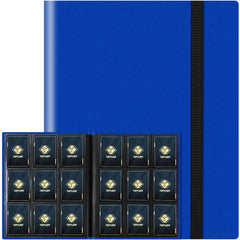 TiopLior navy trading card binder front view with 360-pocket capacity.