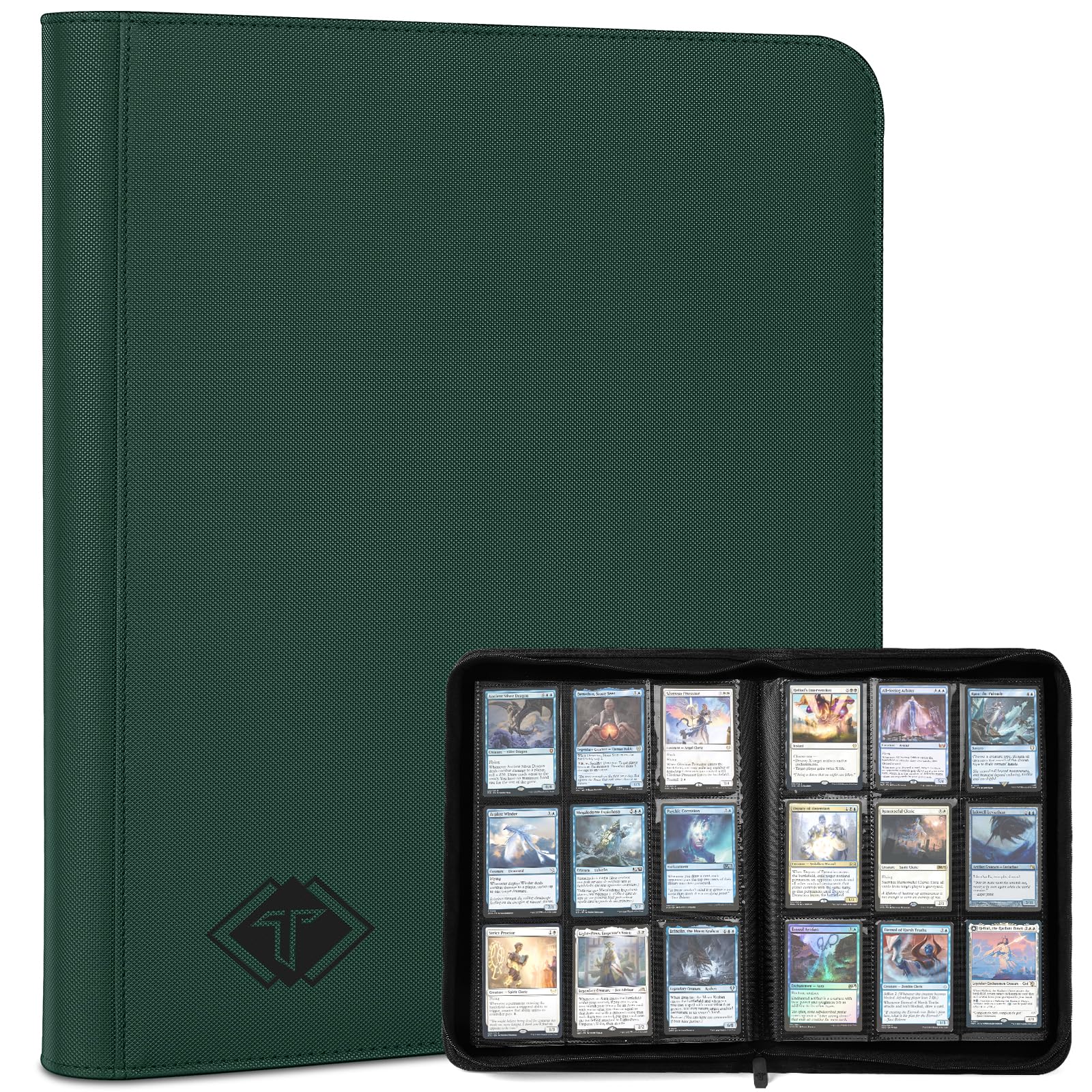 TiopLior trading card binder front cover in green for organized storage