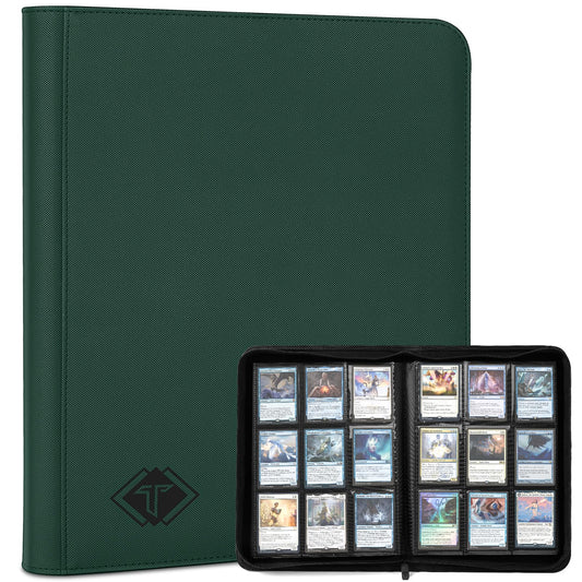 TiopLior trading card binder front cover in green for organized storage