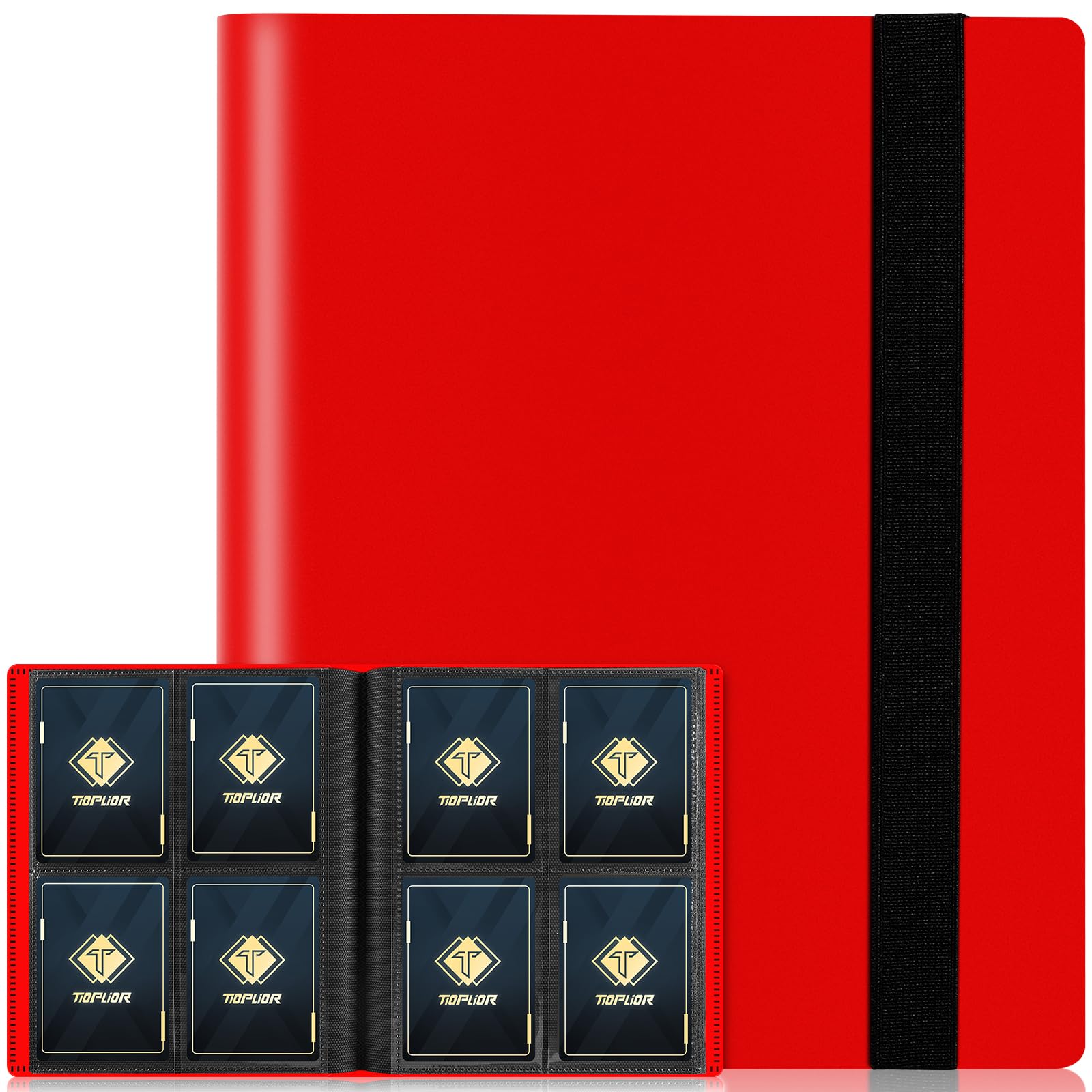TiopLior red binder with 160 pockets for MTG and sports cards.