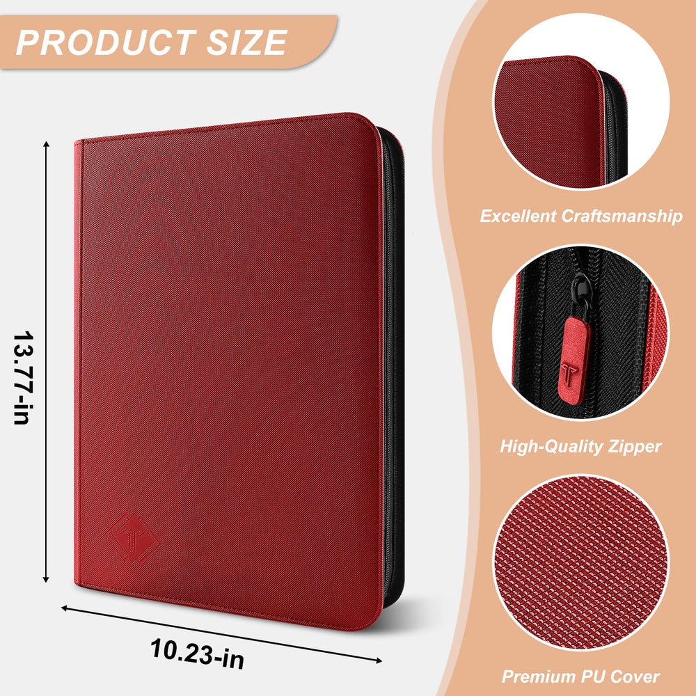 TiopLior trading card binder red open spread for easy viewing