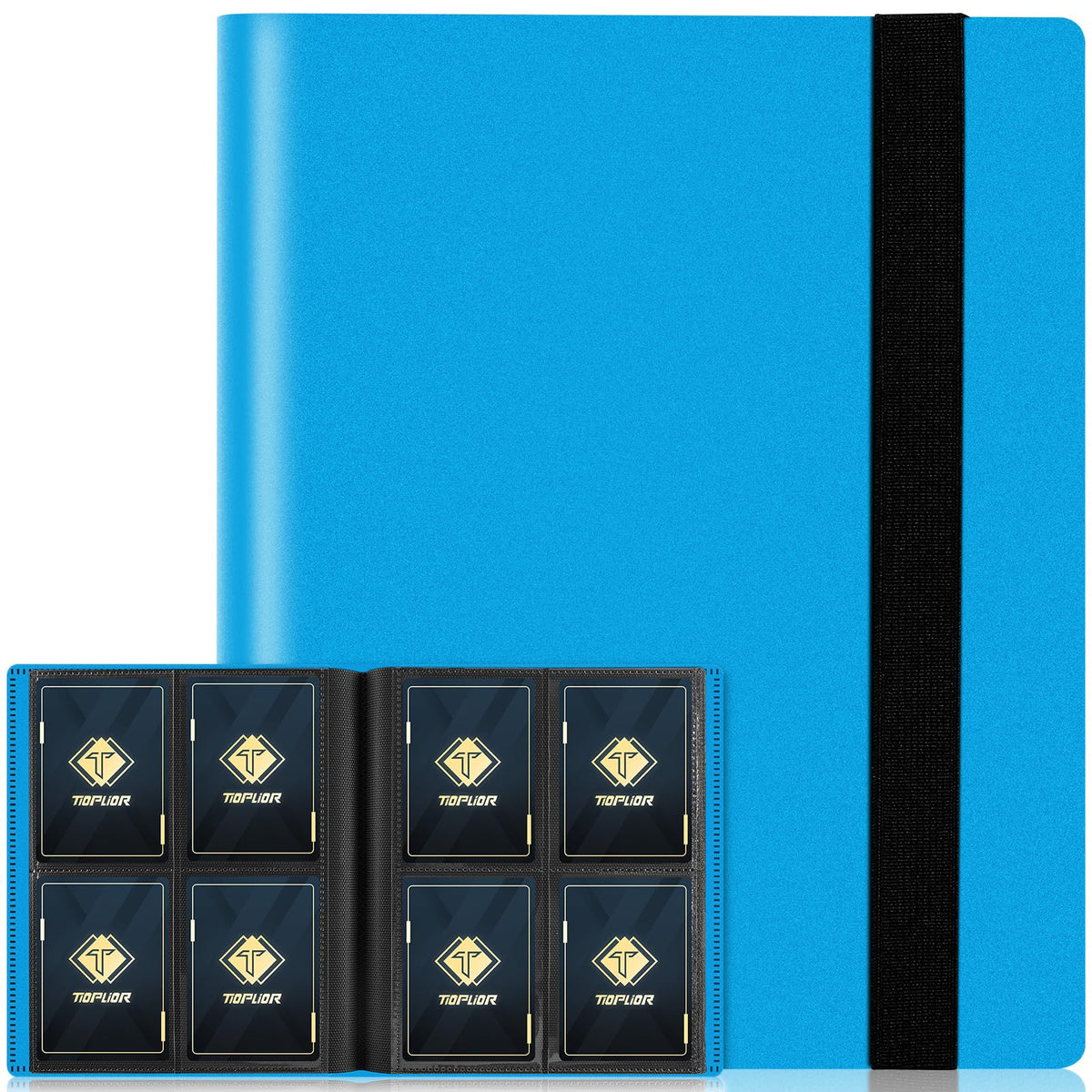 TiopLior blue 4-pocket binder with 160 sleeves for organized collections