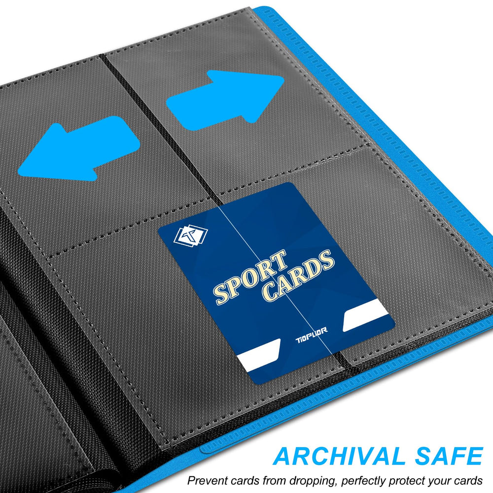 Acid-free polypropylene pages protect card surfaces in TiopLior binder