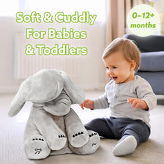 Tippi Peek-a-Boo Elephant flapping ears enhances baby sensory engagement