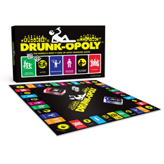 Tipsy Land Drunk-Opoly 60 waterproof cards spread for quick challenges and laughs.