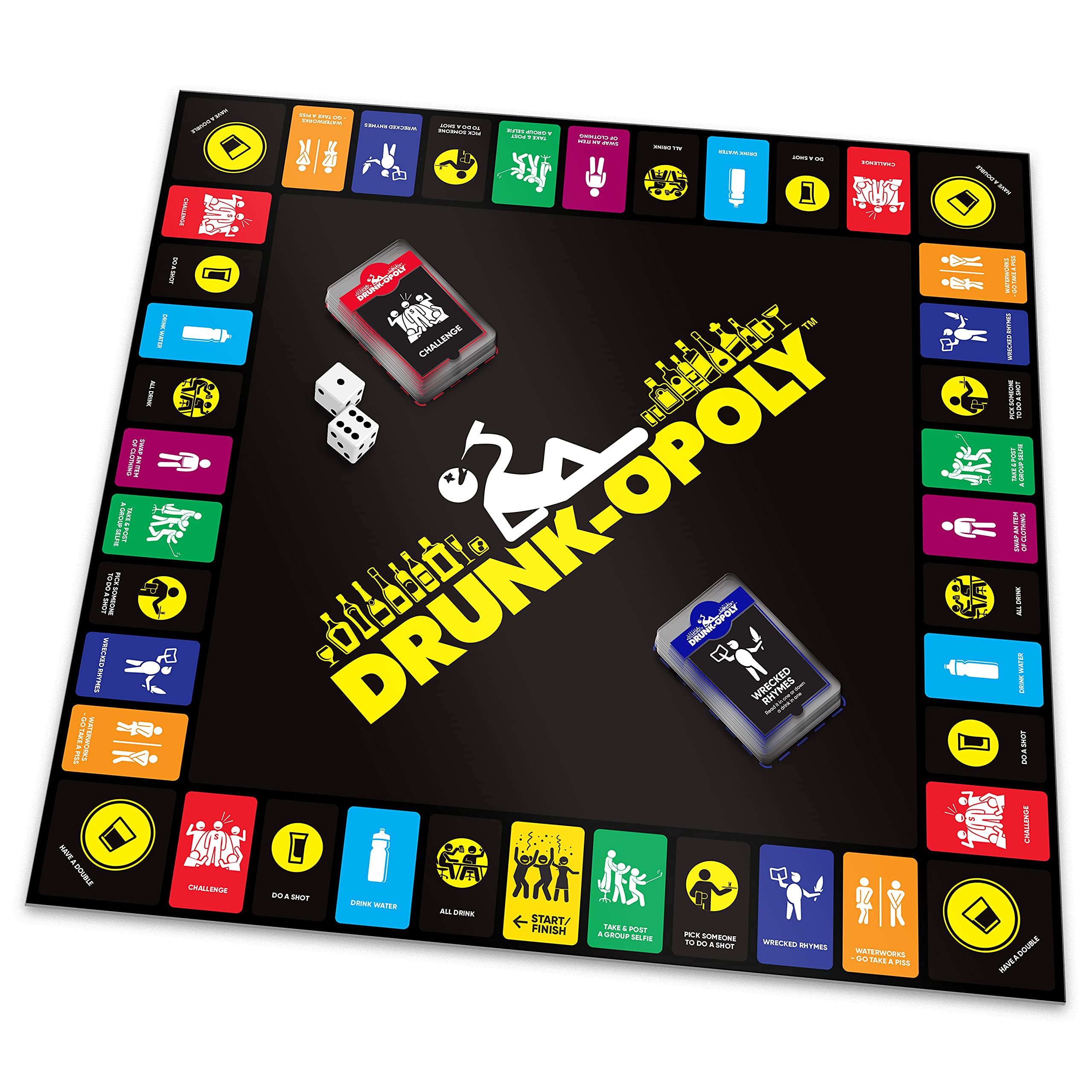 Tipsy Land Drunk-Opoly dice ready for chaotic rounds.