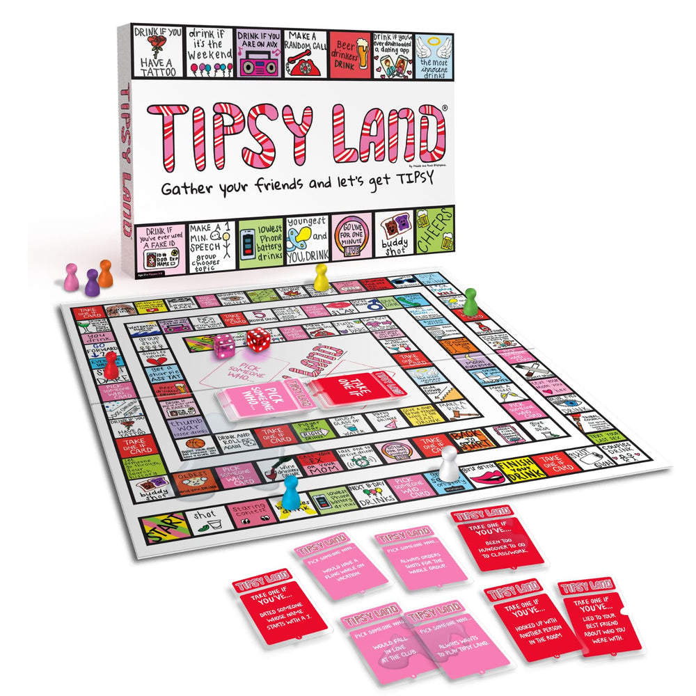Tipsyland Original Edition gameboard for lively party nights with bold visuals.