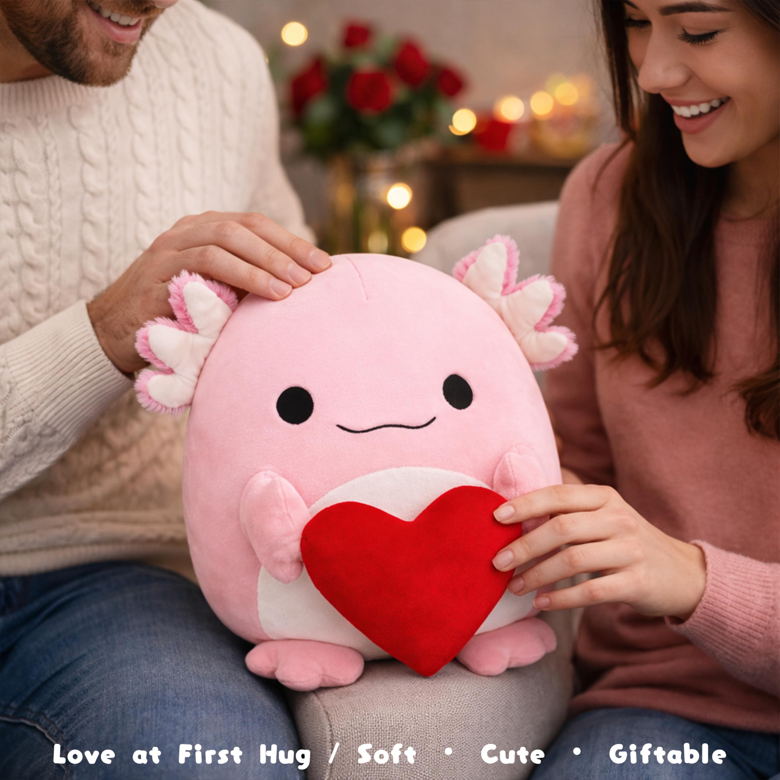 Tiralia axolotl plush suited for Valentine's gifts and cozy moments at home.