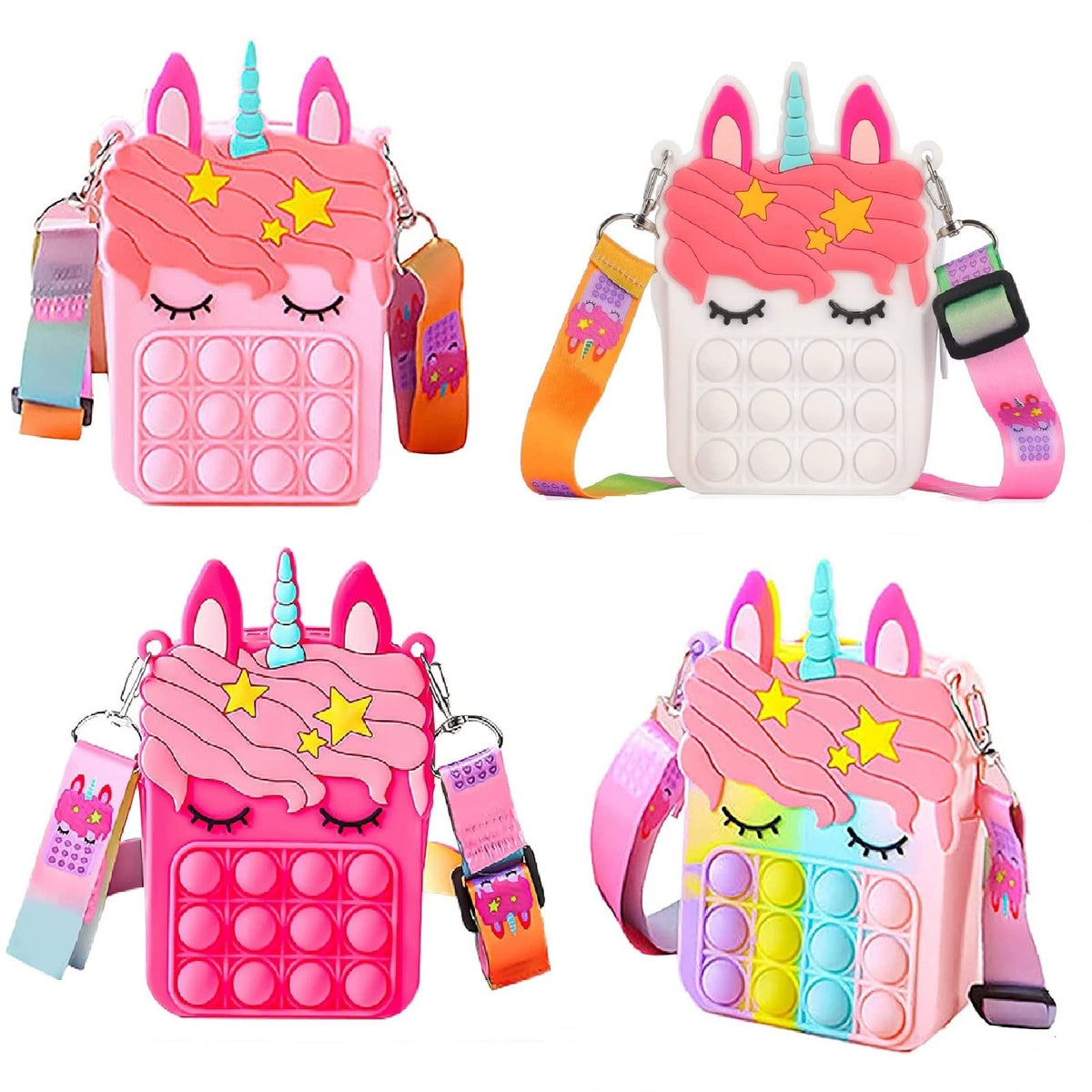 Tirdkid unicorn purse pop bag with playful fidget feature for party fun