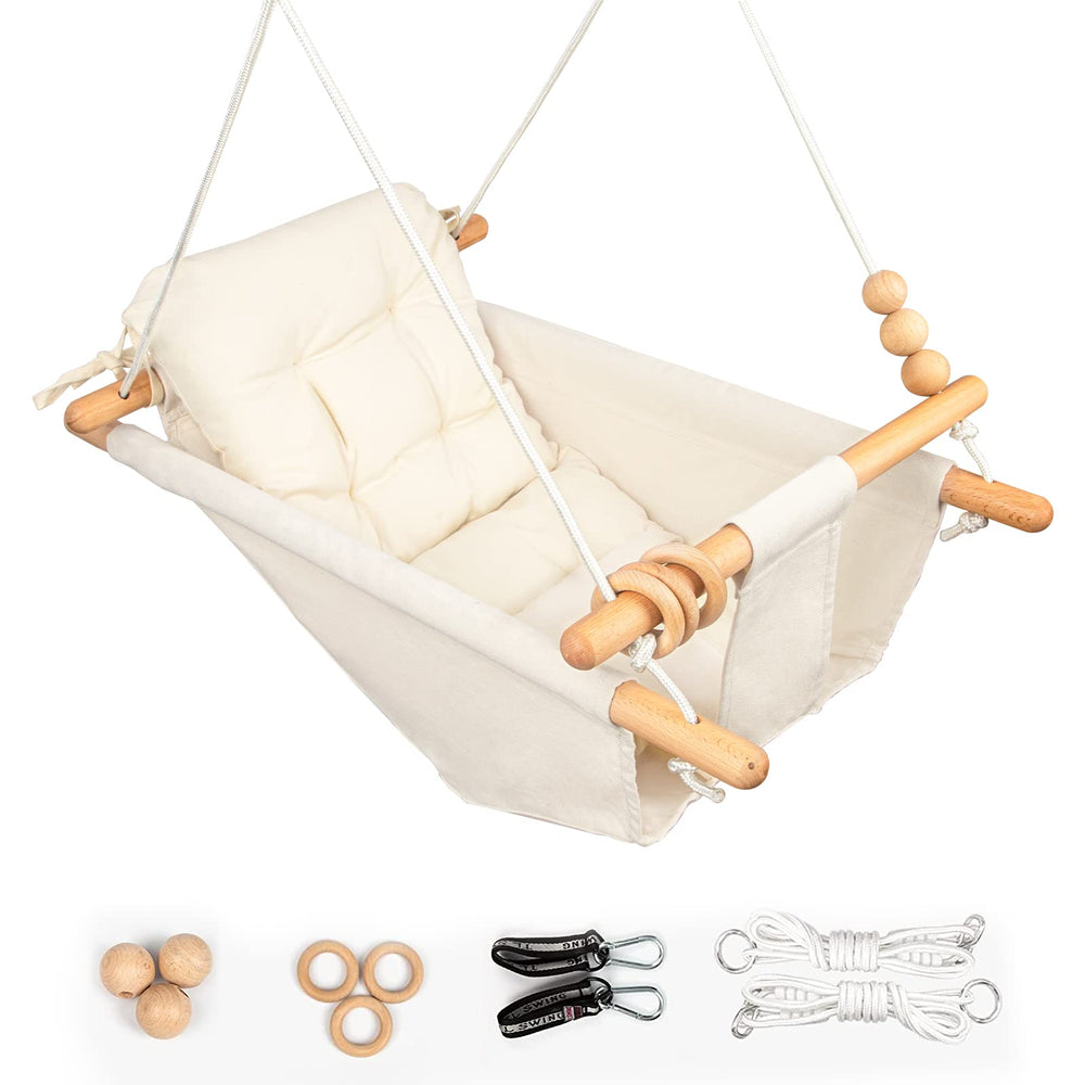 Tislly baby swing with tree design setup for versatile indoor or outdoor use.