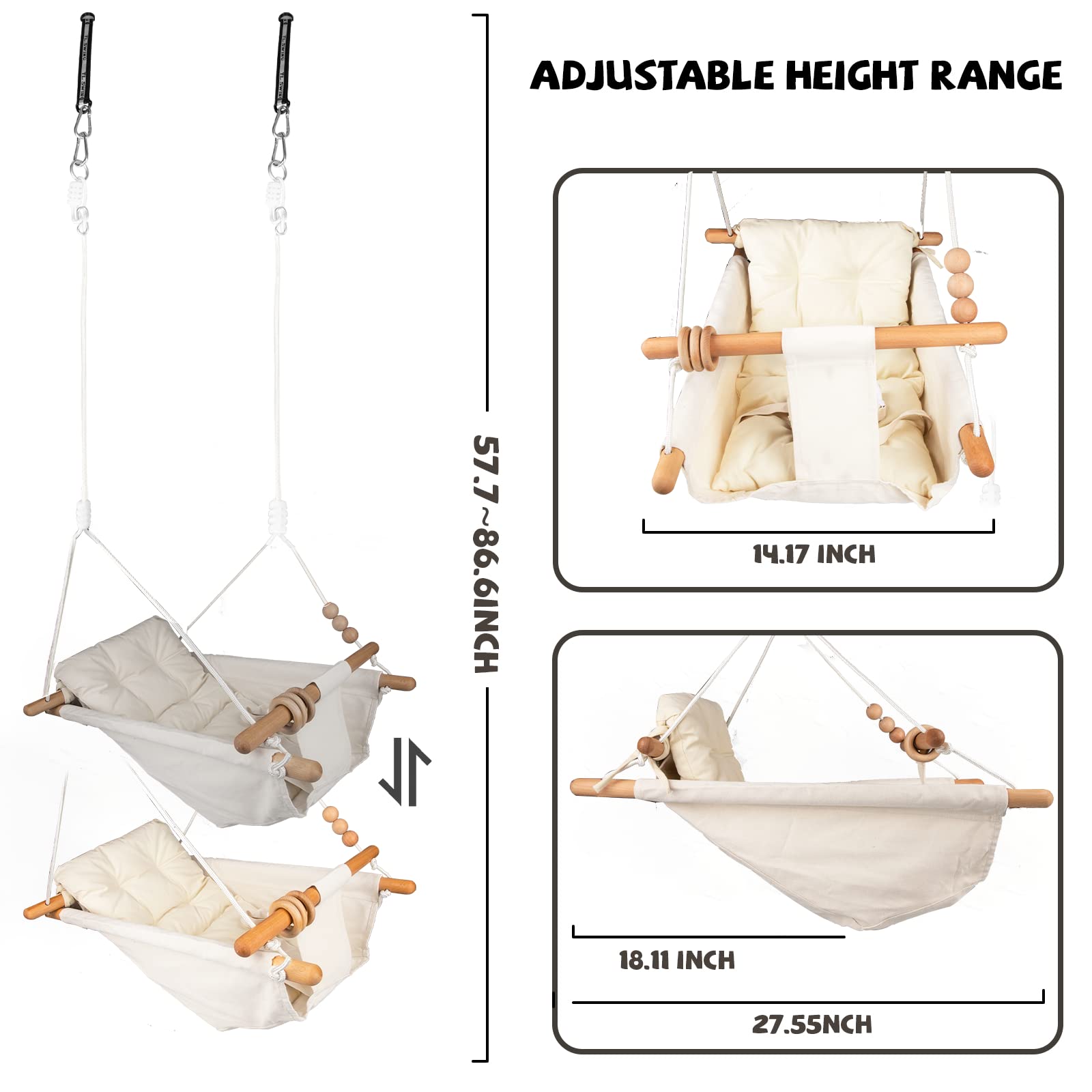 Tislly soft canvas seat and pillow provide comfortable, washable seating.