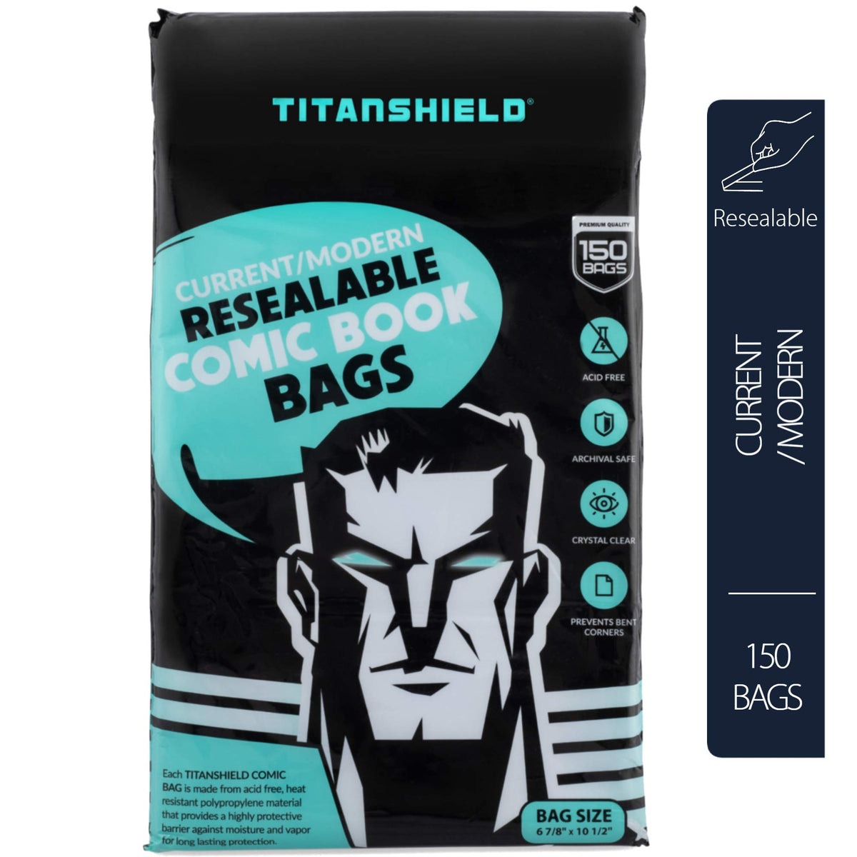 TitanShield 150-count current/modern bags pack for archival protection of comics.