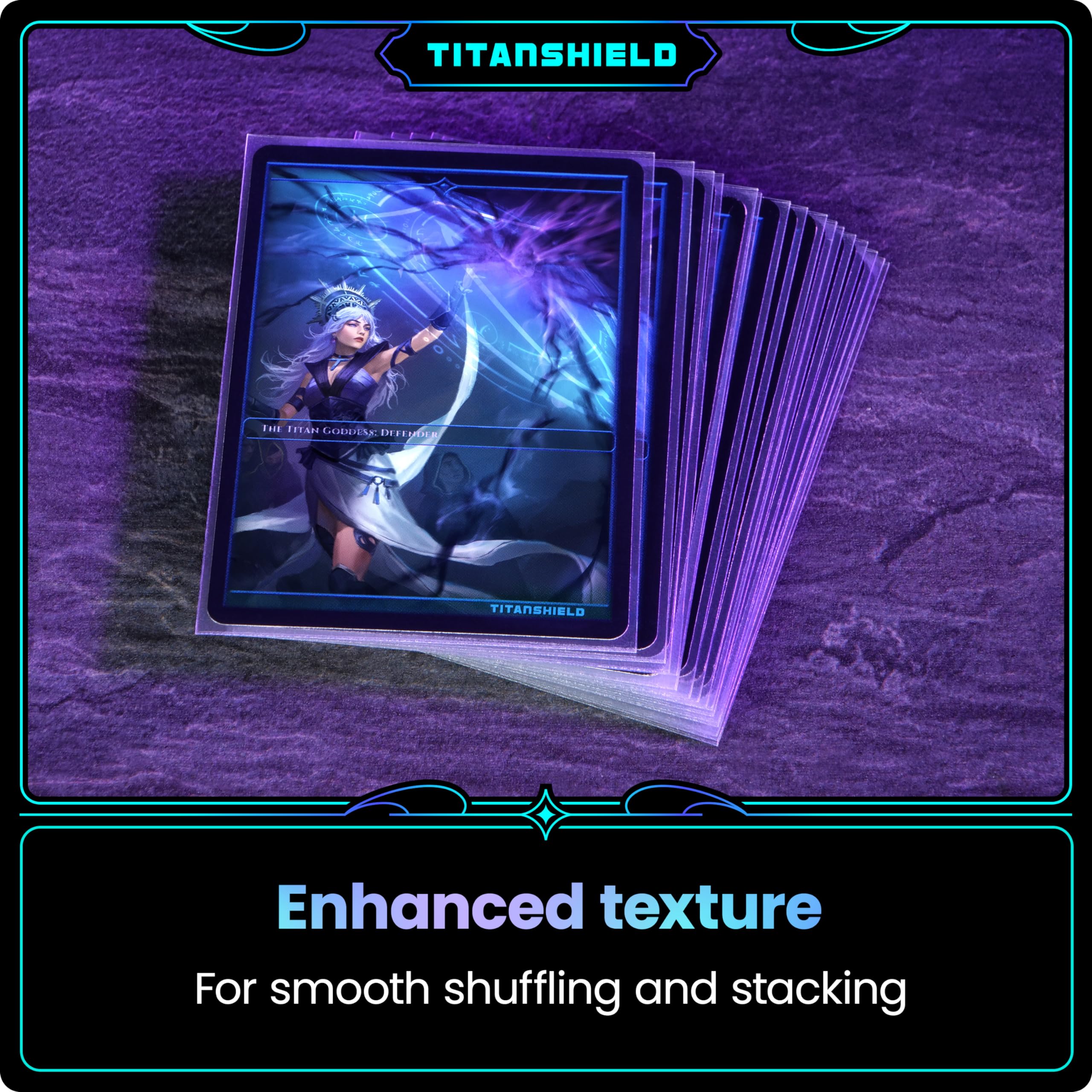 TitanShield Premium Sleeves fits cards up to 64x89mm securely.