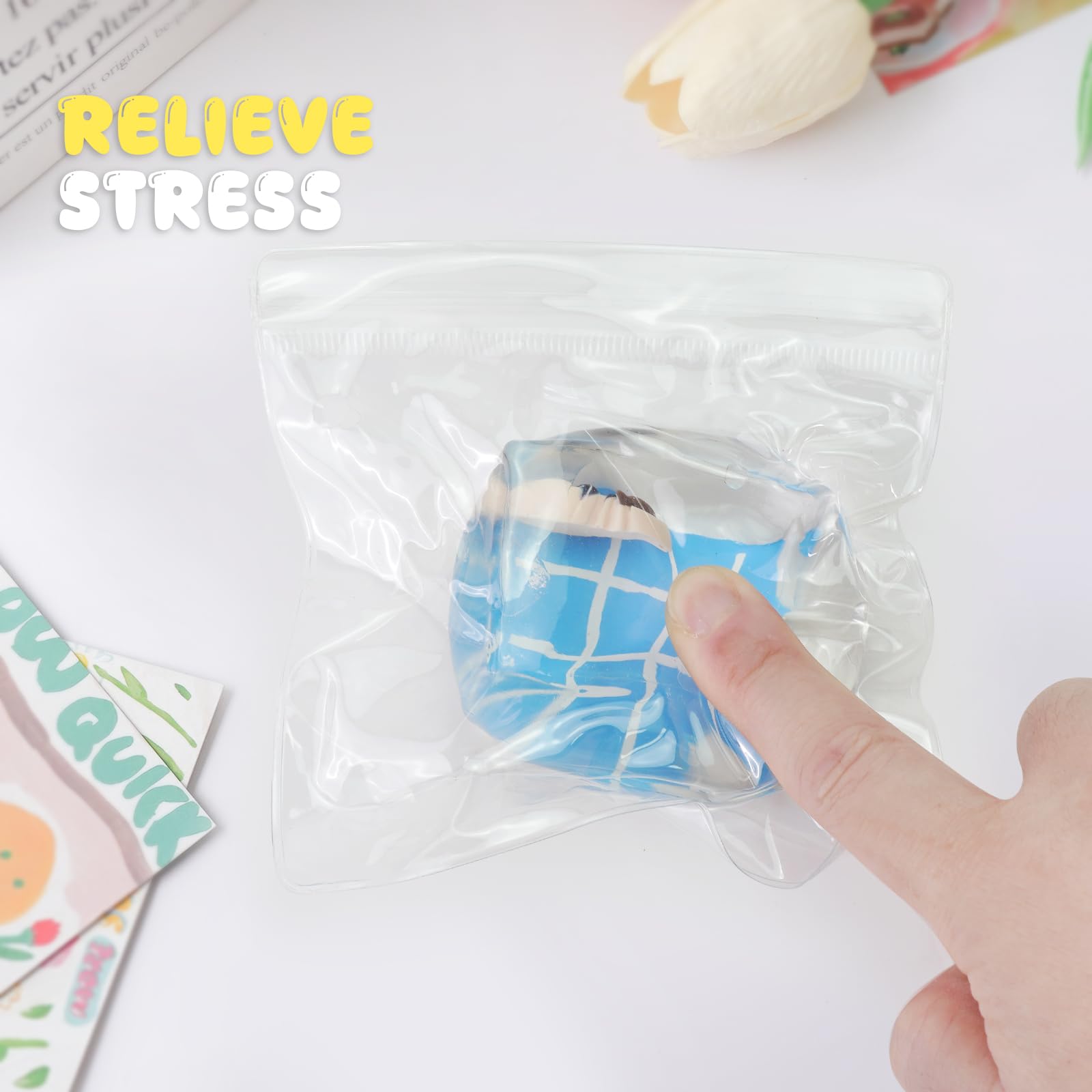 TiTiC Taba Squishy being squeezed to relieve tension and improve concentration.