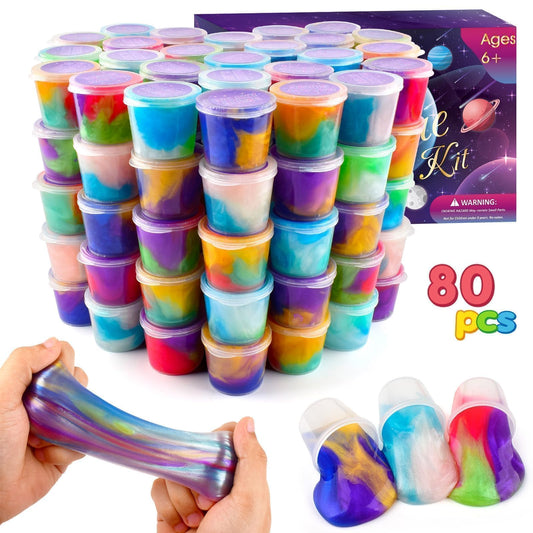 TITRITH 80-pack Valentine slime kit in galaxy colors for tactile play
