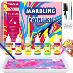 Titoclar water marbling kit with six colors for vibrant, water-based swirls
