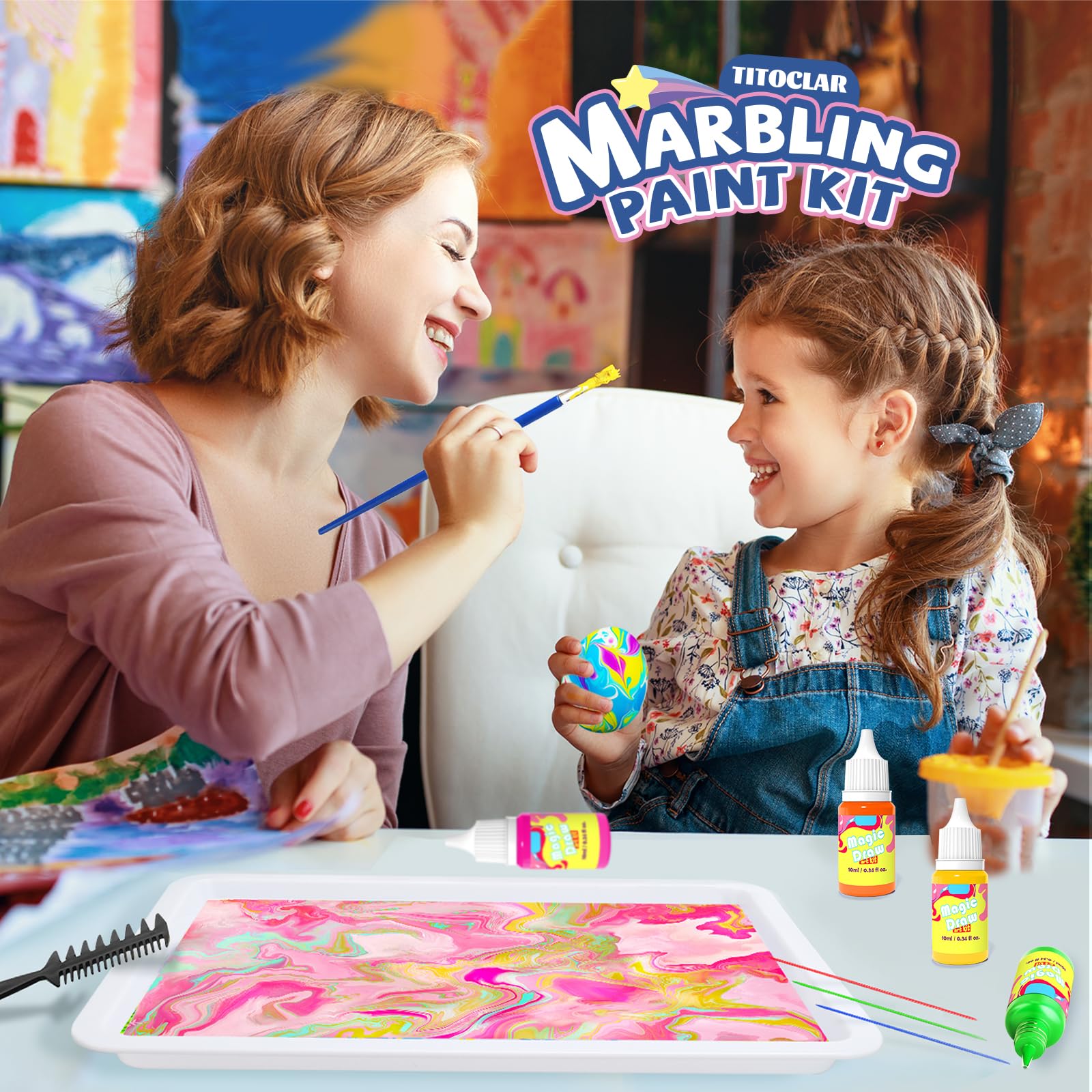 Titoclar manual guides safe, step-by-step marbling exploration for kids