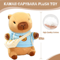 TITQWOP capybara plush featuring four sweaters and two hats for mix-and-match styling
