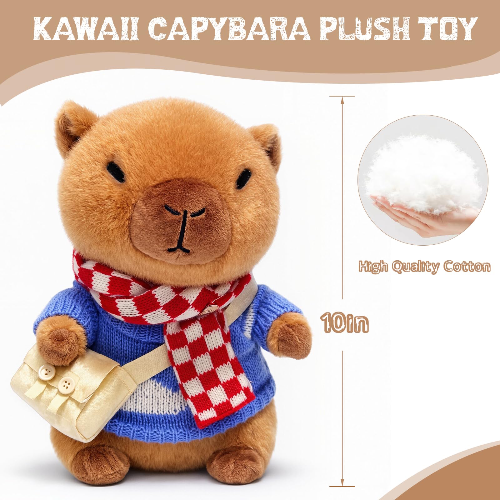 TITQWOP capybara plush with hats and bags versatile for pretend fashion shows