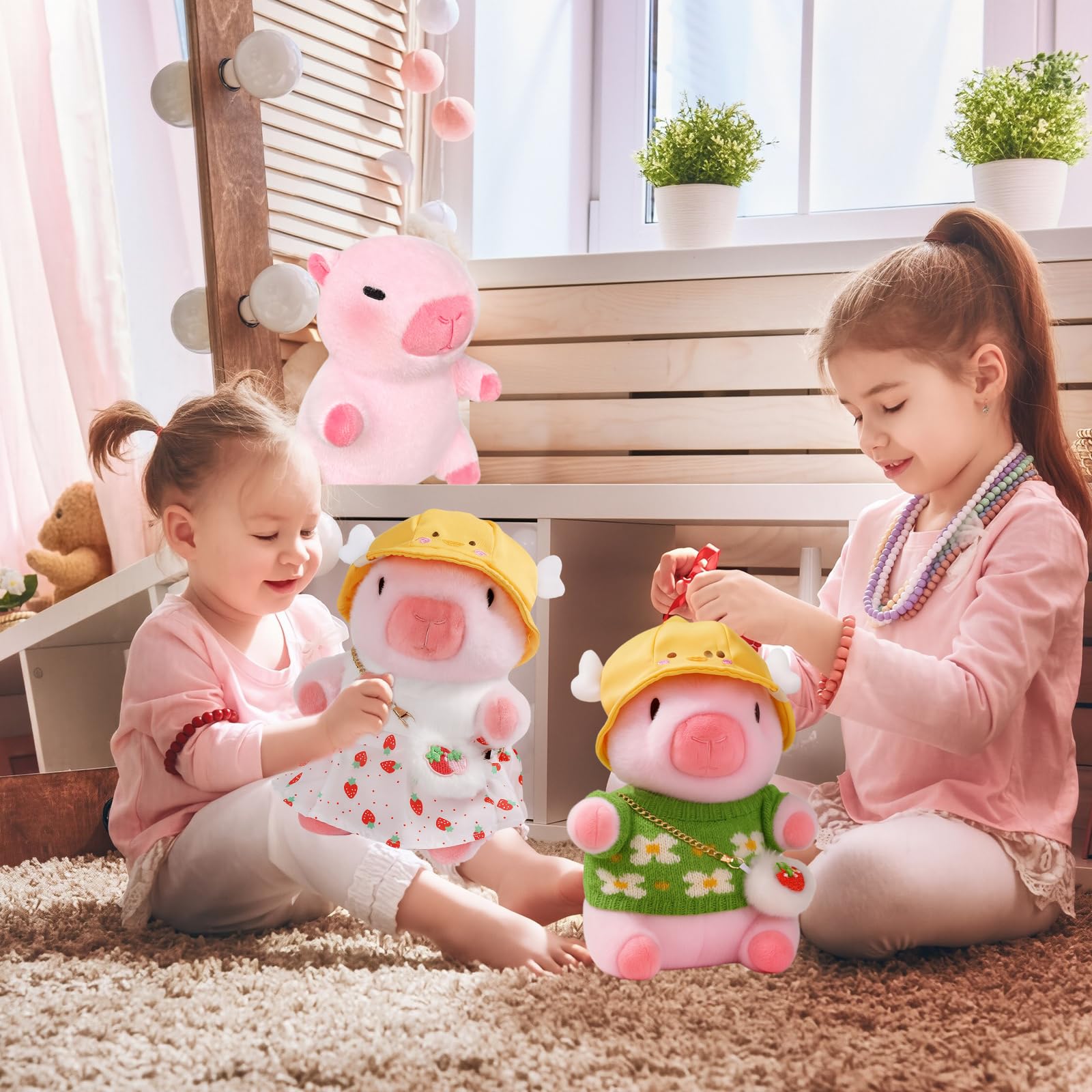 A child holds the TITQWOP Capybara plush, supporting imaginative play and fine motor skills