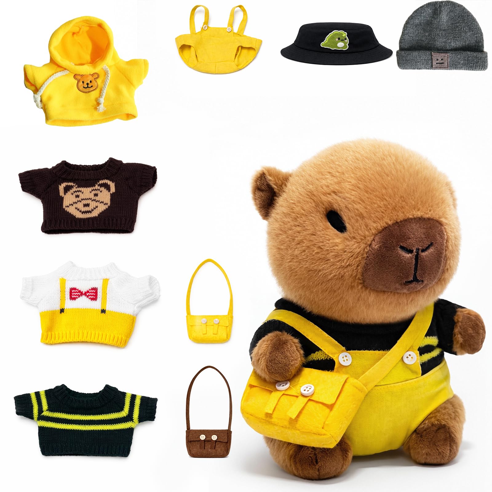 TITQWOP Capybara plush with outfits inspires imaginative dress-up play for kids.