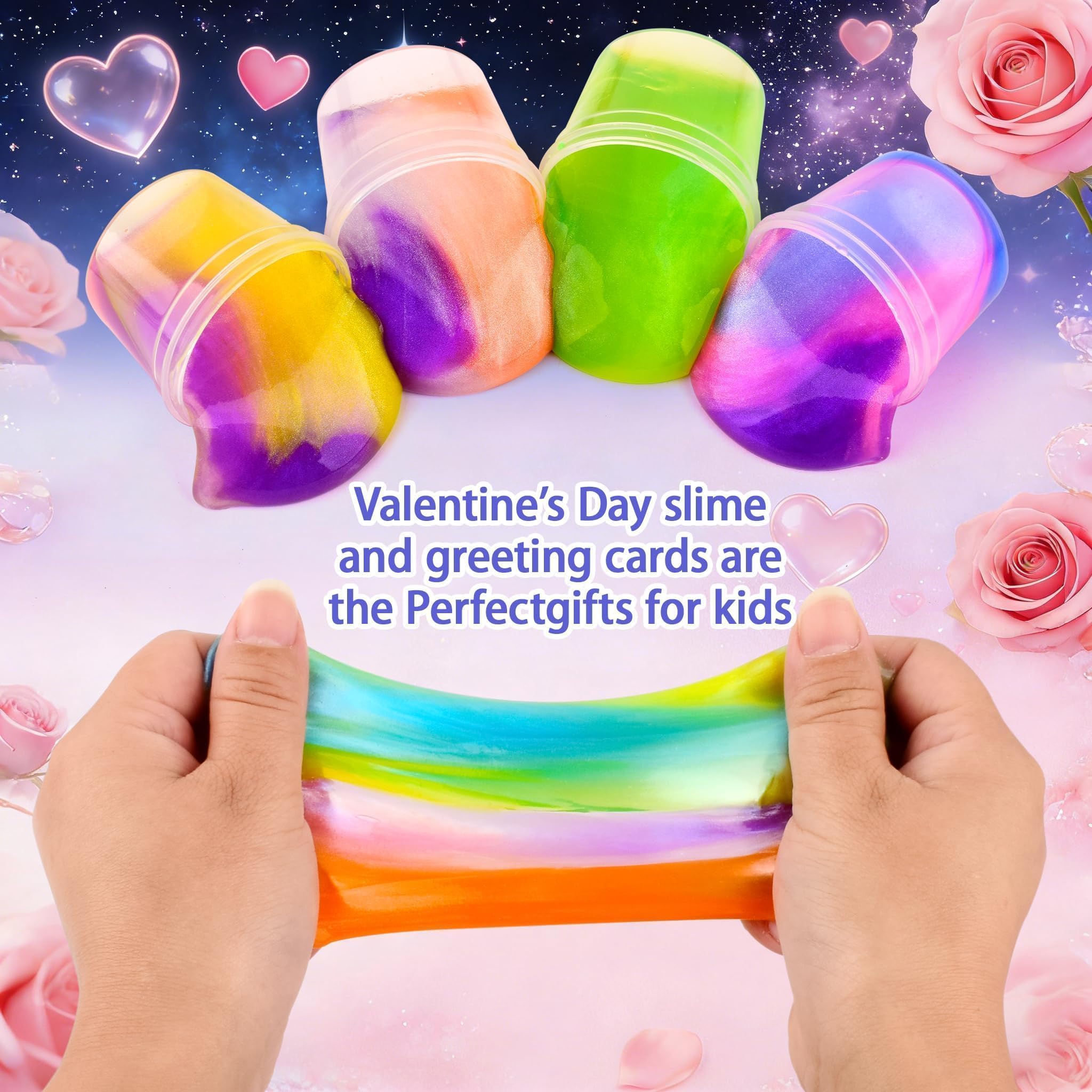 TITRITH valentines cards with slime set for classroom exchanges
