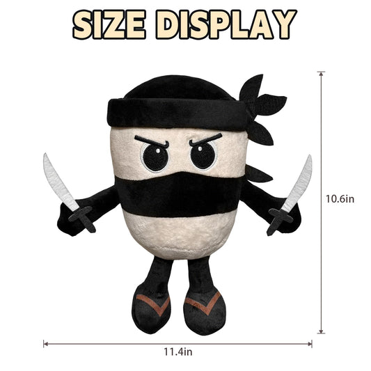 Tiuyov Capuccino Assassino plush face close-up highlights quirky expression for desk or shelf.