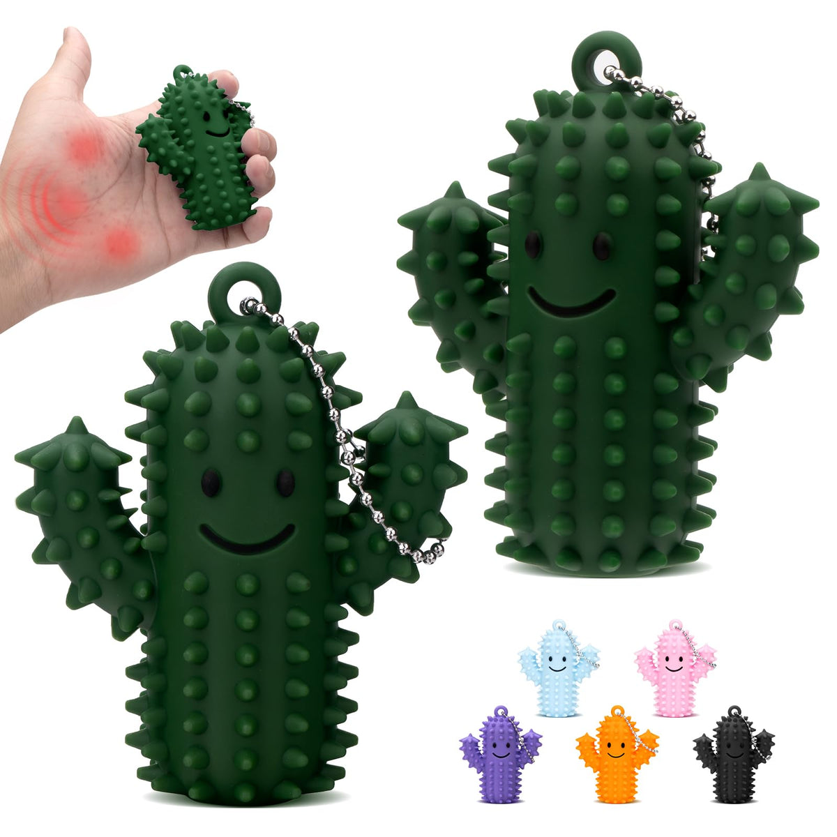 Tizuxa Little Ouchies cactus fidget in green silicone for focused sensory input.