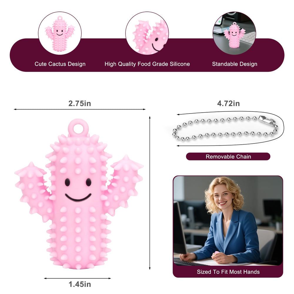 Tizuxa pink grip keychain demonstrates portable sensory relief on the go.