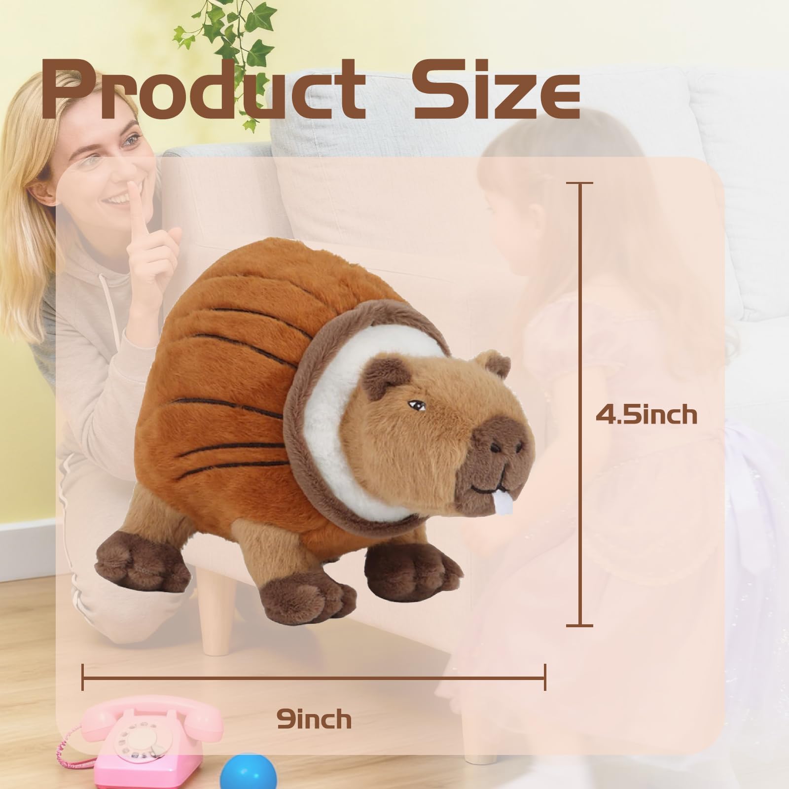 TJLMCORP Burbaloni capybara plush, display-ready soft fabric.